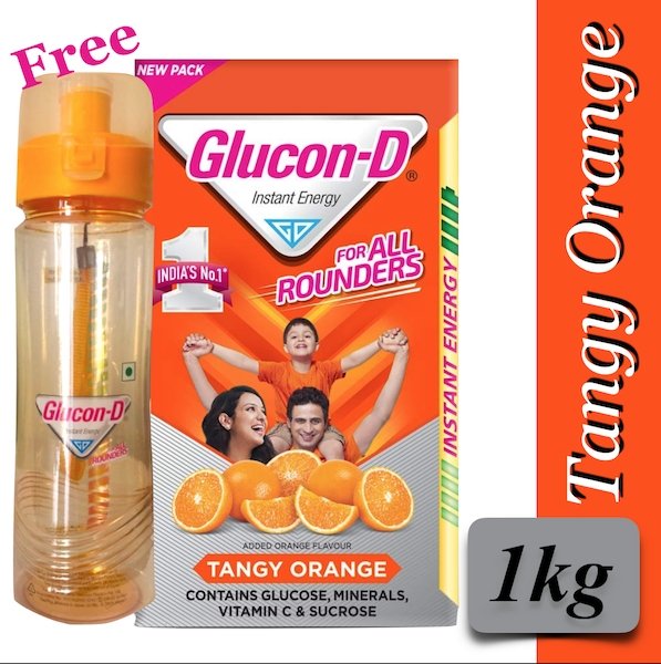 Glucon - D Orange 1kg ( free sipper worth 140/- )